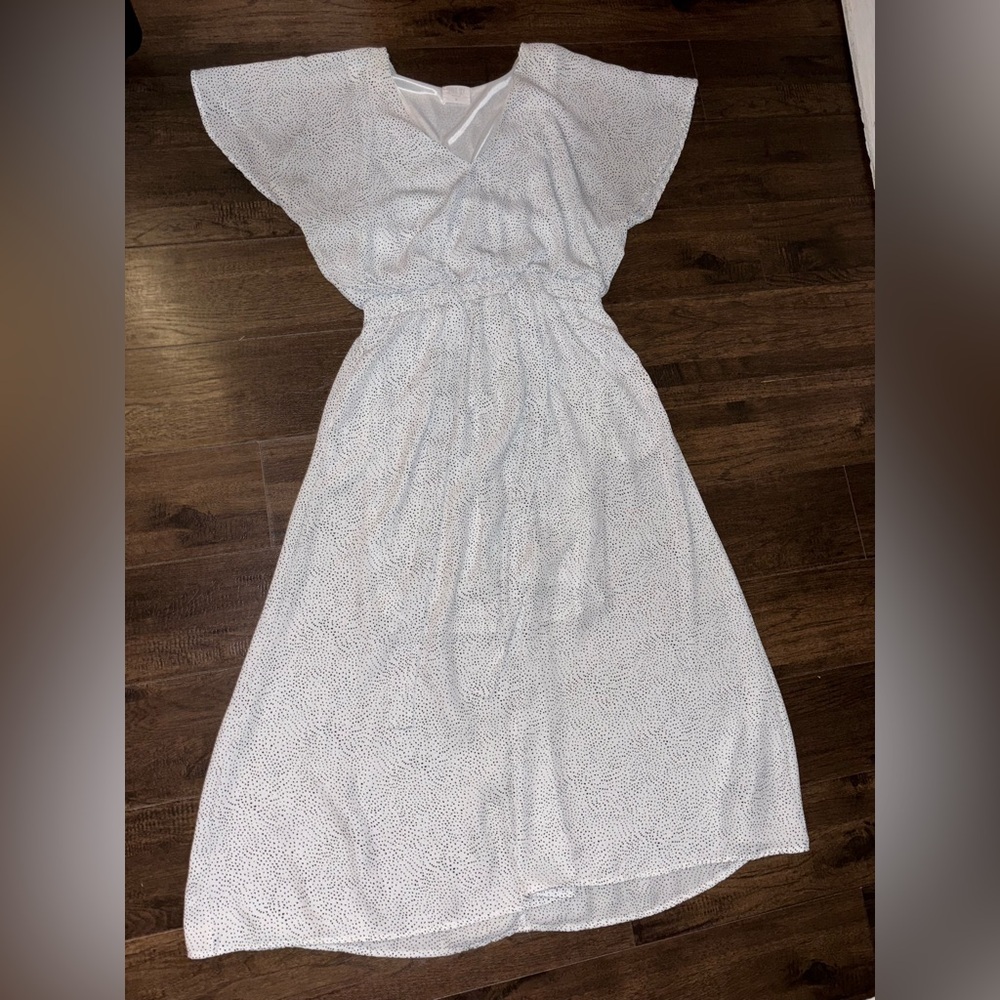 White Flutter Sleeve V-Neck Sundress